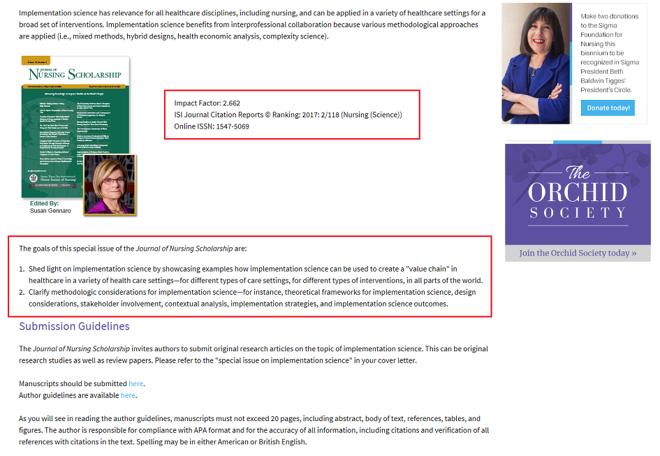 Journal of Nursing Scholarship (Top 1%) Special Issue-Call of Papers