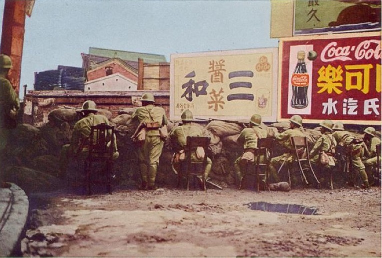 상하이 침략 일본 해군 육전대의 빅커스 M25 장갑차  Japanese Special Naval Landing force Vickers Crossley M25 Armoured Car invade Shanghai
